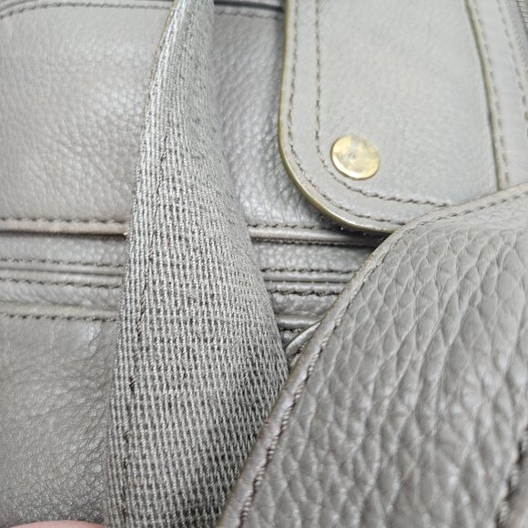 Fossil Morgan Crossbody Purse Shoulder Bag Grey Leather Tote - Picture 13 of 15